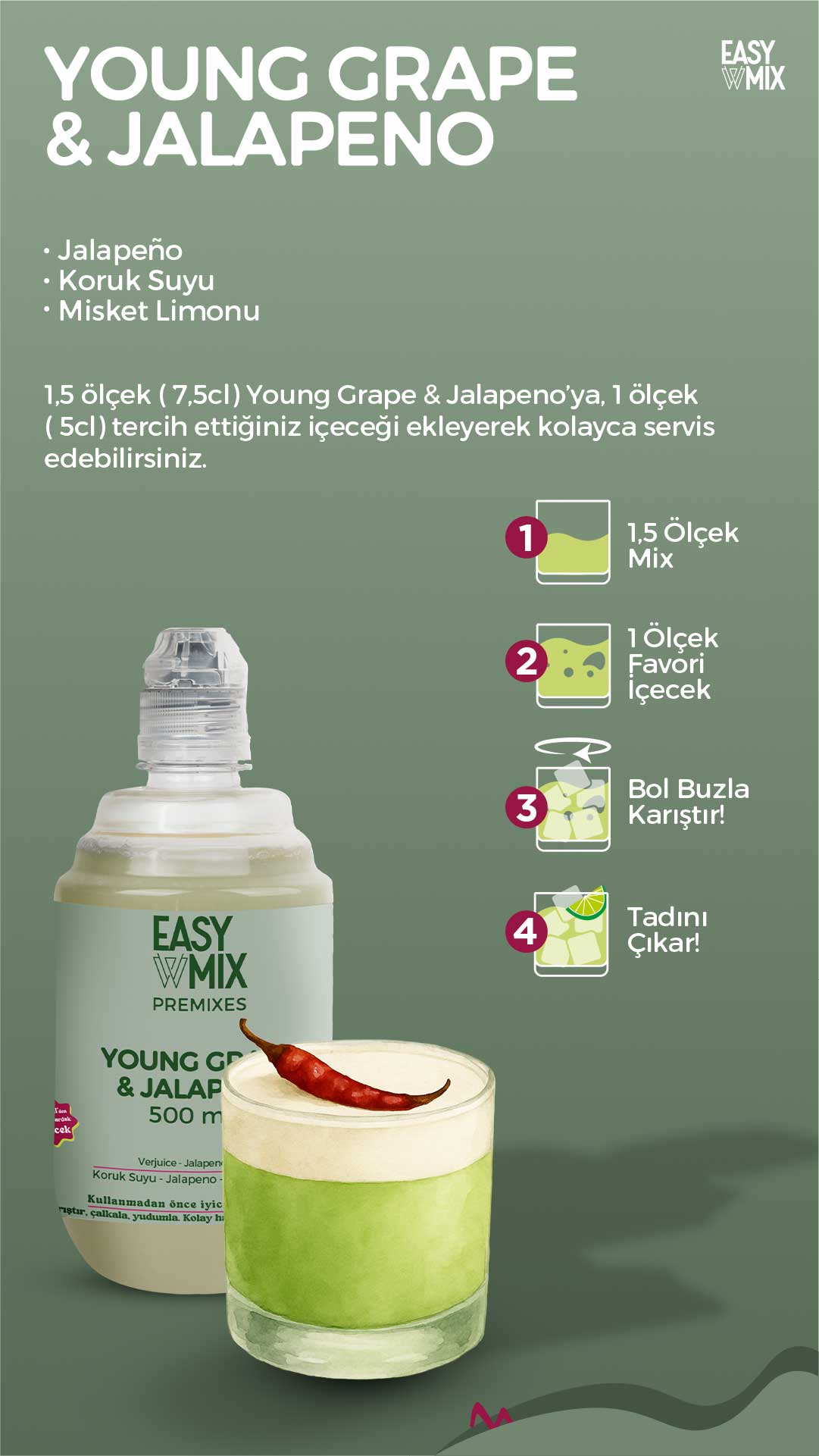 Easy Mix Young Grape & Jalapeno Premix 500 ml