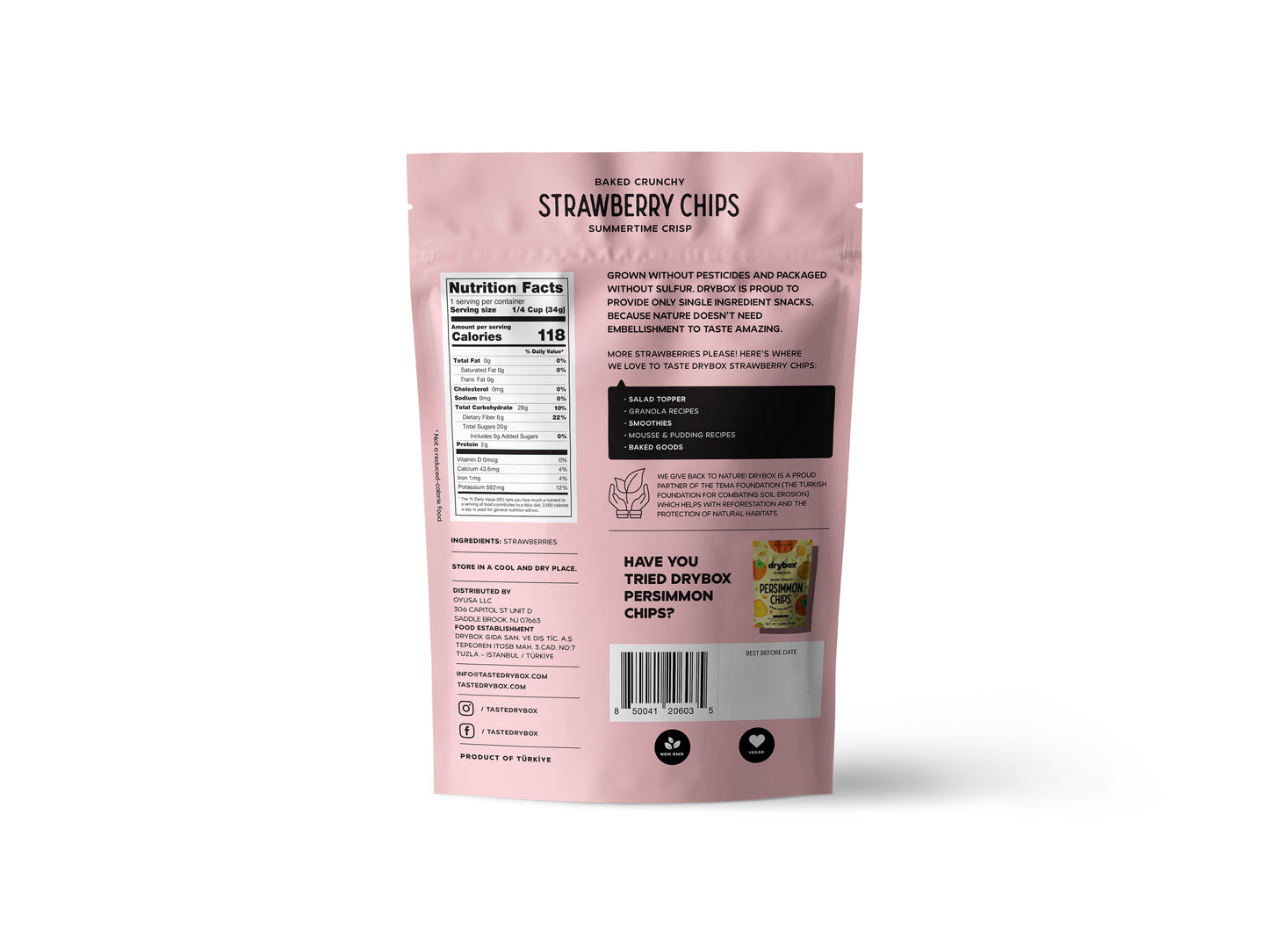 DRYBOX Şekersiz Kuru Çilek Cipsi