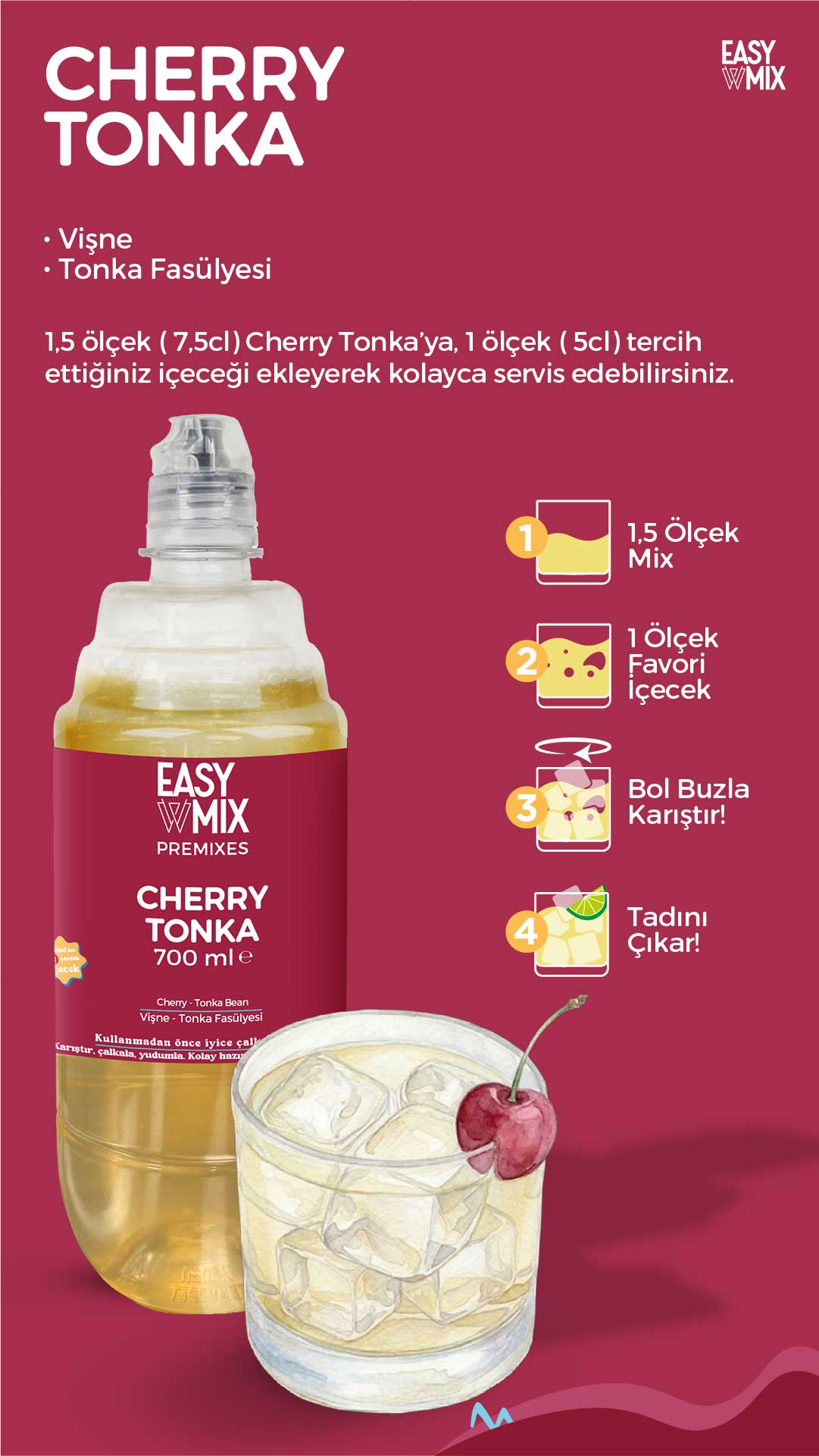 Easy Mix Cherry Tonka Clarified Premix 700 ml