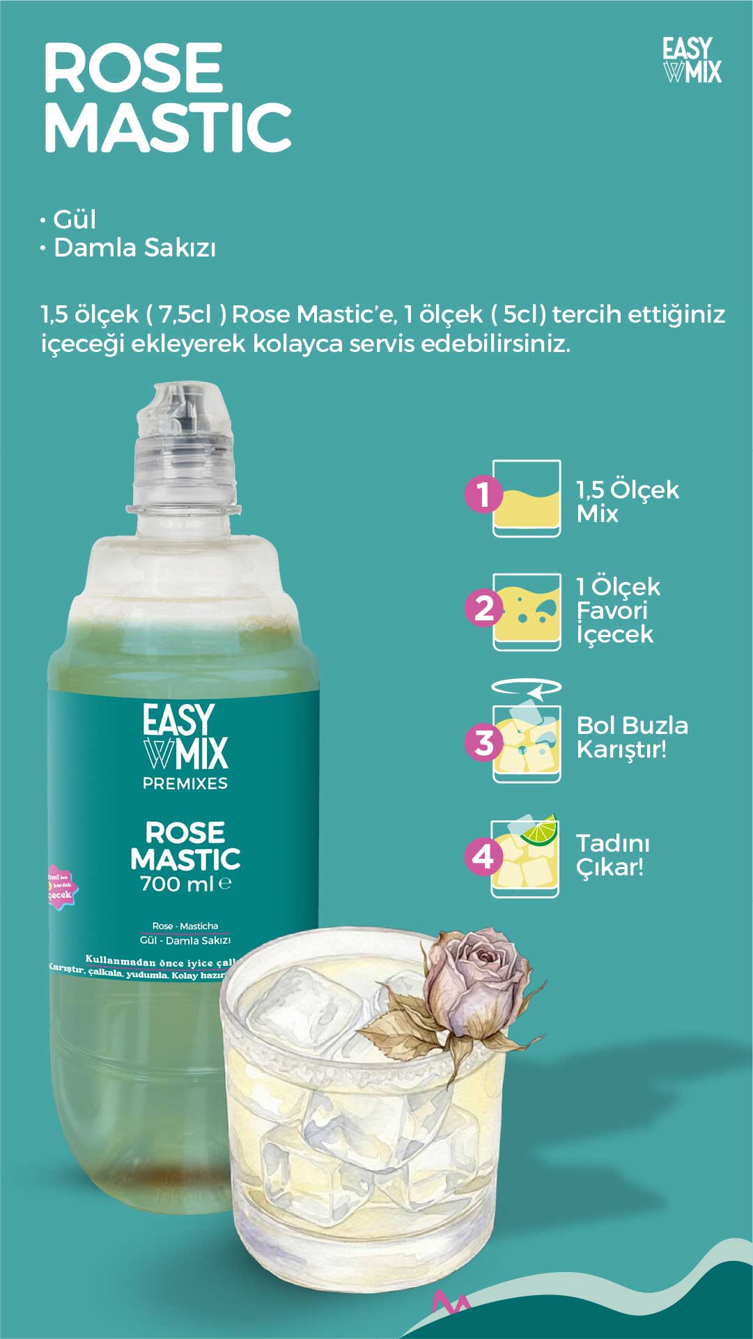 Easy Mix Rose Mastic Clarified Premix 700 ml