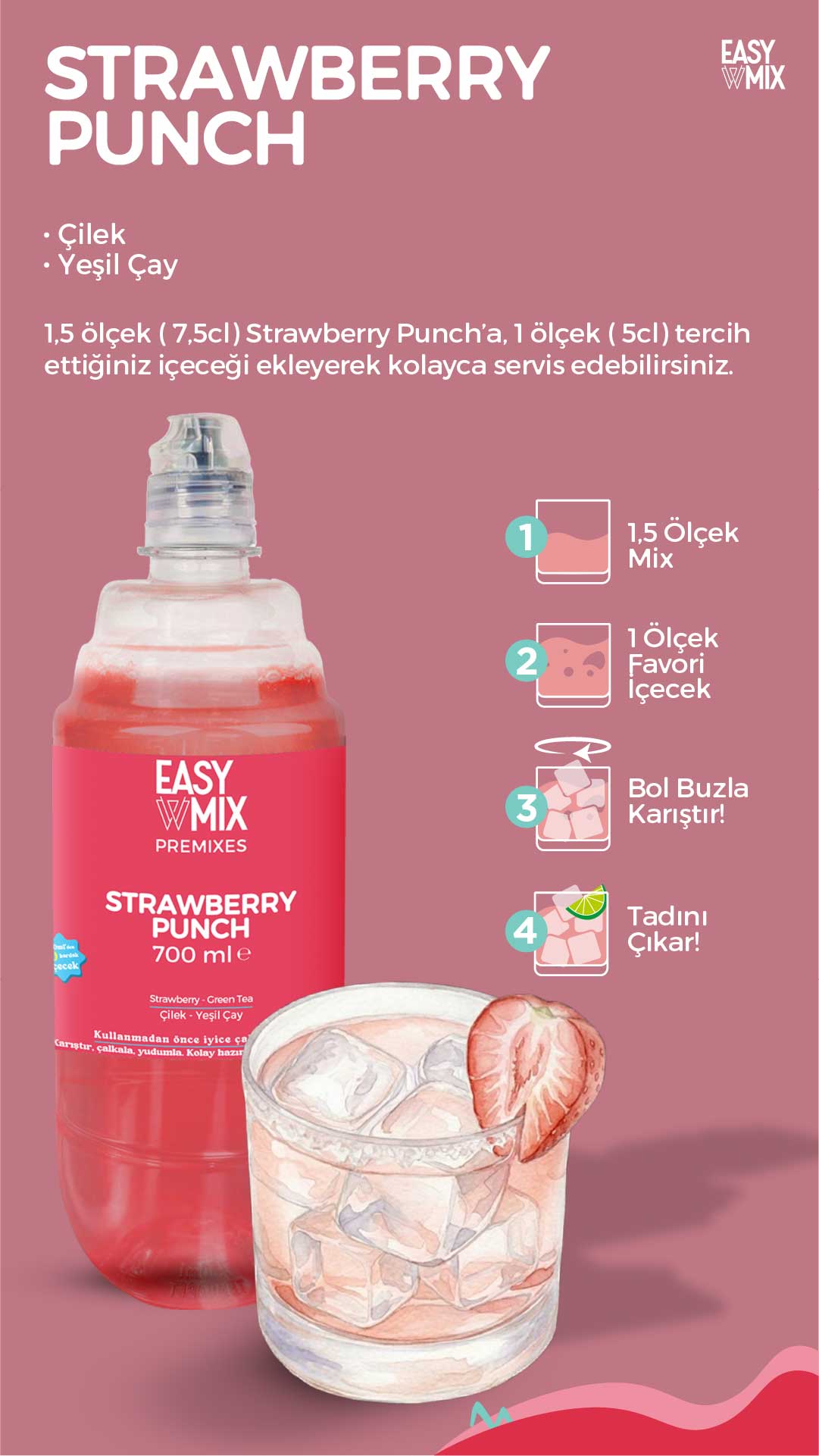 Easy Mix Strawberry Punch Clarified Premix 700 ml