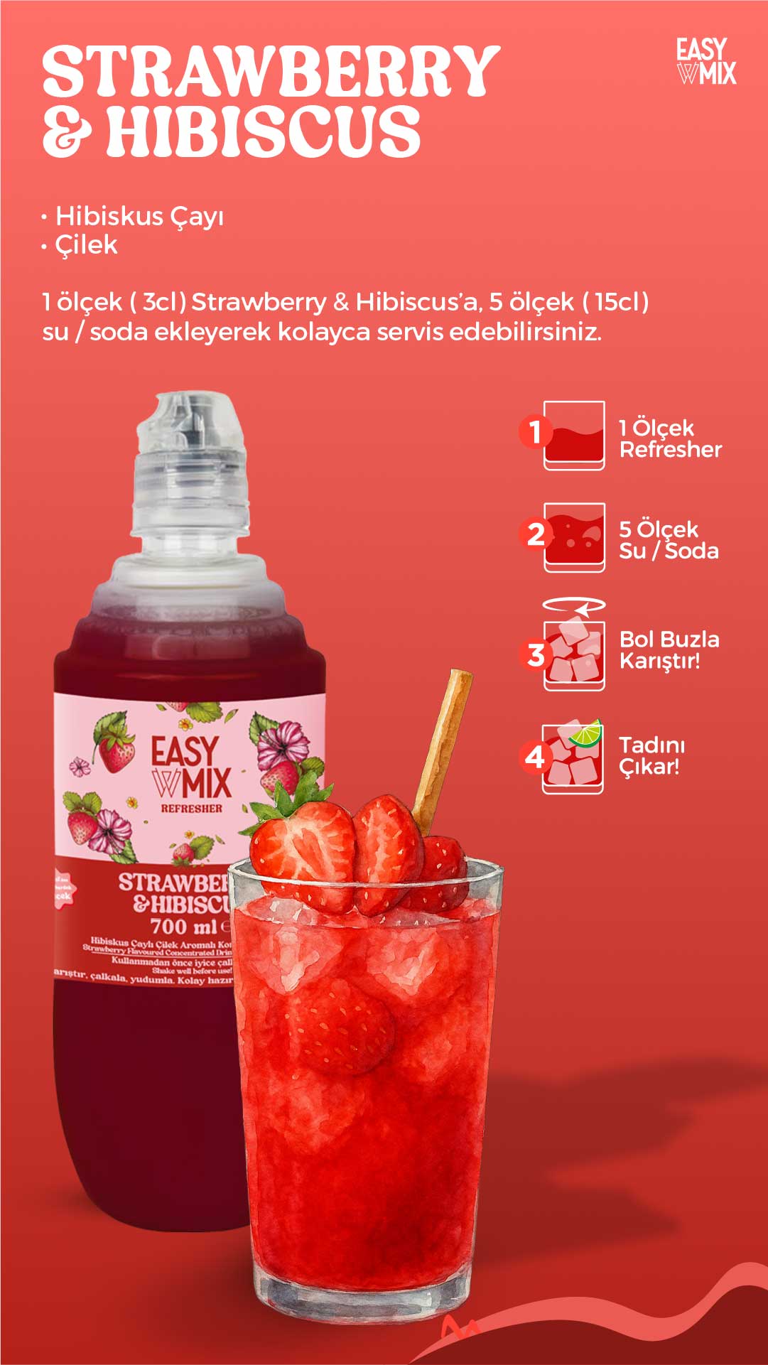 Easy Mix Strawberry & Hibiscus Refresher 700 ml